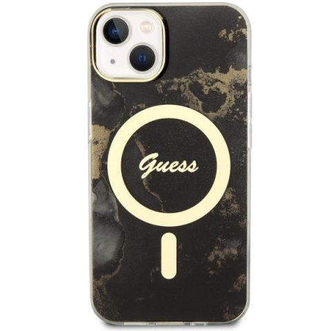 Etui na telefon iPhone 14 Plus / 15 Plus Guess Golden Marble MagSafe