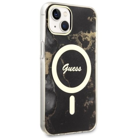 Etui na telefon iPhone 14 Plus / 15 Plus Guess Golden Marble MagSafe