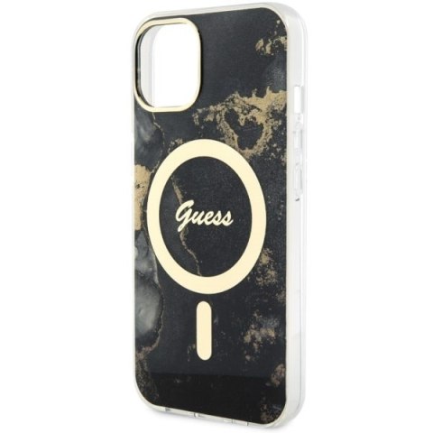 Etui na telefon iPhone 14 Plus / 15 Plus Guess Golden Marble MagSafe