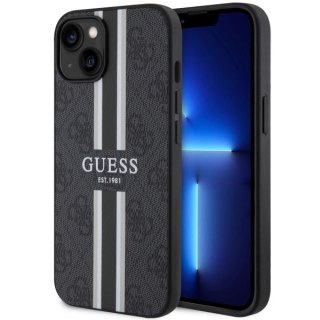 Etui iPhone 14 Plus / 15 Plus Guess 4G Printed Stripes MagSafe czarne