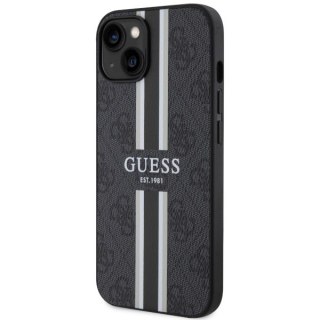 Etui iPhone 14 Plus / 15 Plus Guess 4G Printed Stripes MagSafe czarne