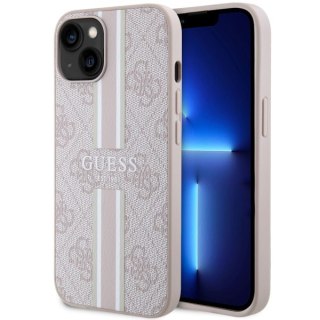 Etui iPhone 14 Plus / 15 Plus Guess 4G Printed Stripes MagSafe różowe