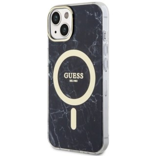 Etui na telefon iPhone 14 Plus / 15 Plus Guess Marble MagSafe czarne