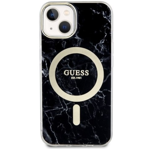 Etui na telefon iPhone 14 Plus / 15 Plus Guess Marble MagSafe czarne