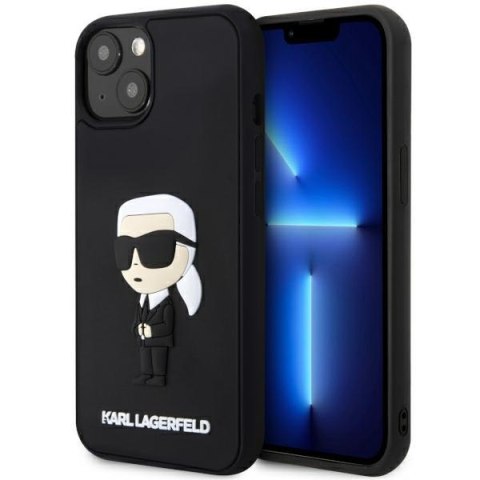 Etui iPhone 14 Plus / 15 Plus Karl Lagerfeld czarne Rubber Ikonik 3D