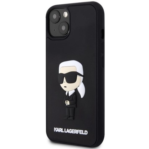 Etui iPhone 14 Plus / 15 Plus Karl Lagerfeld czarne Rubber Ikonik 3D