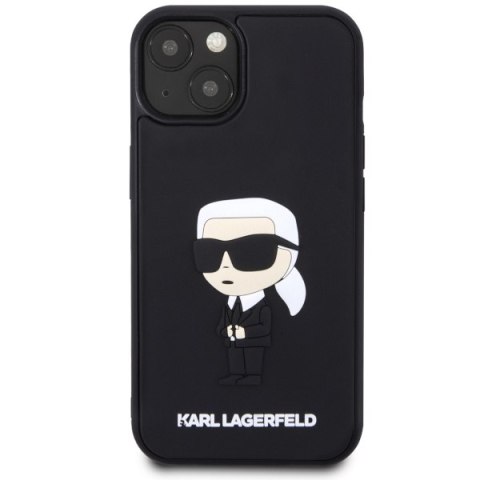 Etui iPhone 14 Plus / 15 Plus Karl Lagerfeld czarne Rubber Ikonik 3D