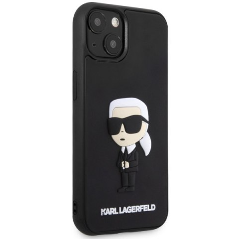 Etui iPhone 14 Plus / 15 Plus Karl Lagerfeld czarne Rubber Ikonik 3D