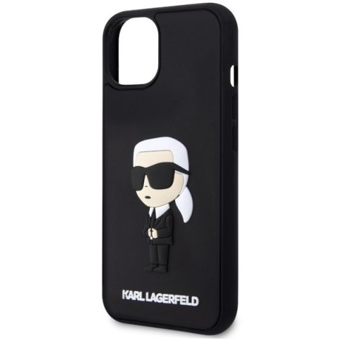 Etui iPhone 14 Plus / 15 Plus Karl Lagerfeld czarne Rubber Ikonik 3D