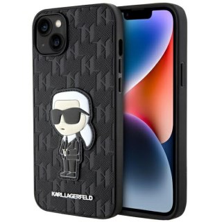 Etui iPhone 14 Plus / 15 Plus Karl Lagerfeld czarne Saffiano Monogram Ikonik