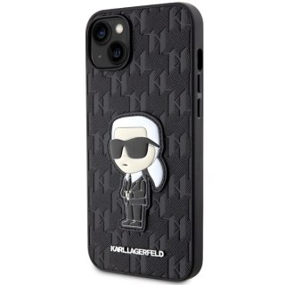 Etui iPhone 14 Plus / 15 Plus Karl Lagerfeld czarne Saffiano Monogram Ikonik