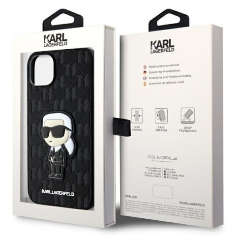 Etui na telefon iPhone 14 Plus/15 Plus Karl Lagerfeld Saffiano Monogram