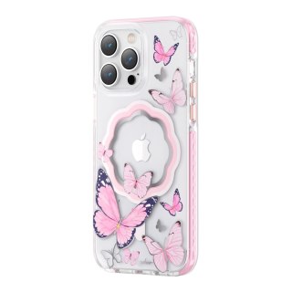 Etui na telefon iPhone 14 Plus / 15 Plus Kingxbar Butterfly MagSafe różowe