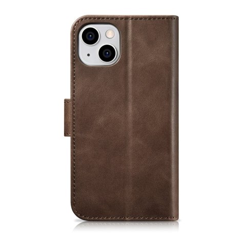 Etui iPhone 14 Plus / 15 Plus iCarer Oil Wax Wallet Anti-RFID 2in1 brązowe