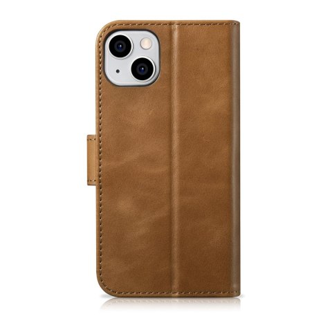 Etui iPhone 14 Plus / 15 Plus iCarer Oil Wax Wallet Anti-RFID 2in1 jasnobrązowe