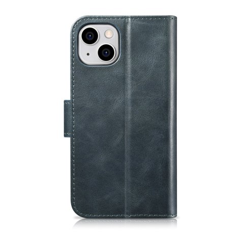 Etui iPhone 14 Plus / 15 Plus iCarer Oil Wax Wallet Anti-RFID 2in1 niebieskie