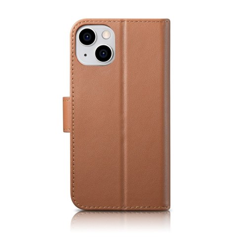 Etui iPhone 14 Plus / 15 Plus iCarer Wallet Anti-RFID 2in1 brązowe