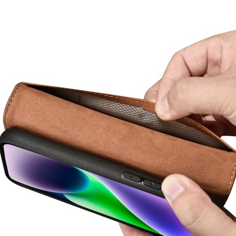 Etui iPhone 14 Plus / 15 Plus iCarer Wallet Anti-RFID 2in1 brązowe