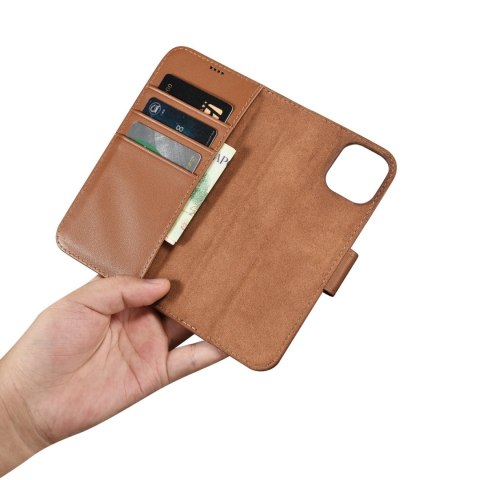 Etui iPhone 14 Plus / 15 Plus iCarer Wallet Anti-RFID 2in1 brązowe