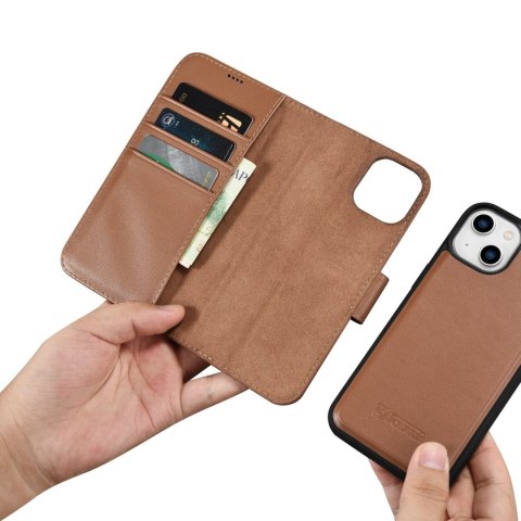 Etui iPhone 14 Plus / 15 Plus iCarer Wallet Anti-RFID 2in1 brązowe