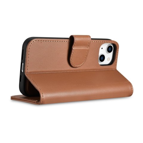 Etui iPhone 14 Plus / 15 Plus iCarer Wallet Anti-RFID 2in1 brązowe