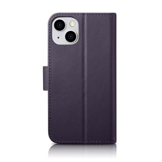 Etui iPhone 14 Plus / 15 Plus iCarer Wallet Anti-RFID 2in1 ciemnofioletowe