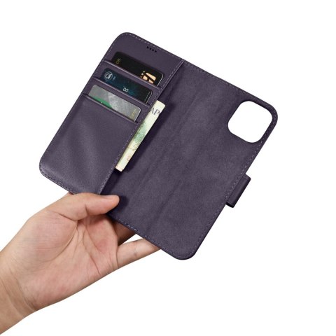 Etui iPhone 14 Plus / 15 Plus iCarer Wallet Anti-RFID 2in1 ciemnofioletowe