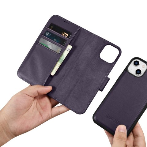 Etui iPhone 14 Plus / 15 Plus iCarer Wallet Anti-RFID 2in1 ciemnofioletowe