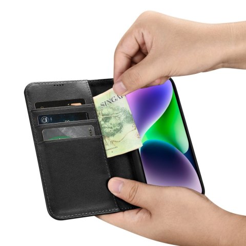 Etui iPhone 14 Plus / 15 Plus iCarer Wallet Anti-RFID 2in1 czarne