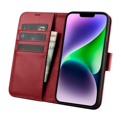 Etui iPhone 14 Plus / 15 Plus iCarer Wallet Anti-RFID 2in1 czerwone