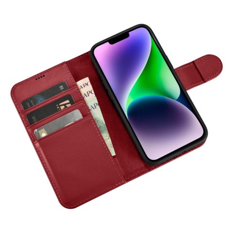 Etui iPhone 14 Plus / 15 Plus iCarer Wallet Anti-RFID 2in1 czerwone