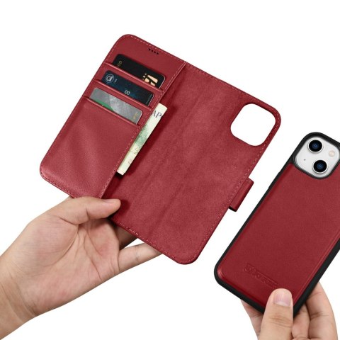 Etui iPhone 14 Plus / 15 Plus iCarer Wallet Anti-RFID 2in1 czerwone