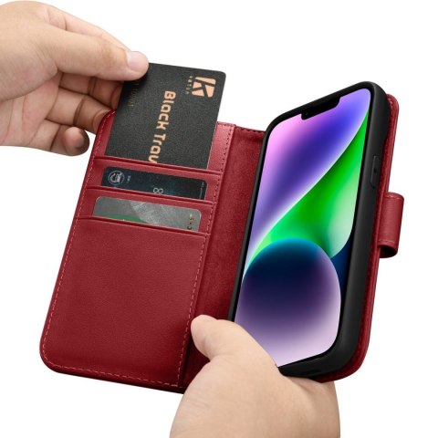 Etui iPhone 14 Plus / 15 Plus iCarer Wallet Anti-RFID 2in1 czerwone