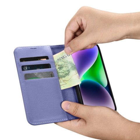 Etui iPhone 14 Plus / 15 Plus iCarer Wallet Anti-RFID 2in1 jasnofioletowe