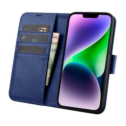 Etui iPhone 14 Plus / 15 Plus iCarer Wallet Anti-RFID 2in1 niebieskie