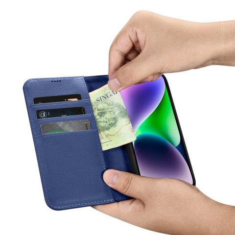 Etui iPhone 14 Plus / 15 Plus iCarer Wallet Anti-RFID 2in1 niebieskie