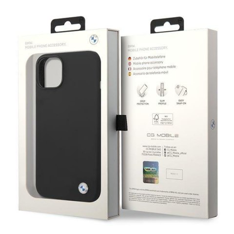 Etui iPhone 14 BMW czarne Silicone Metal Logo