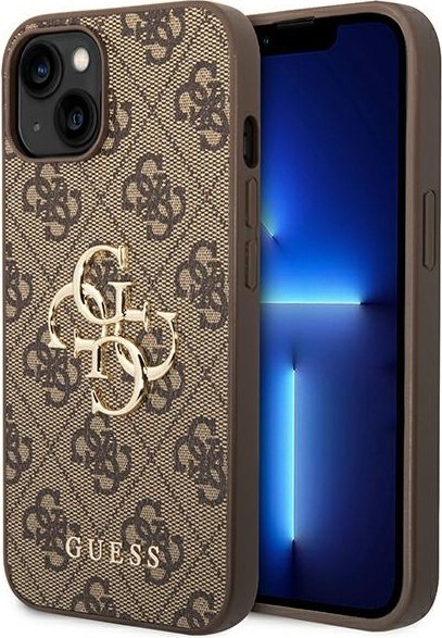 Etui na telefon iPhone 14 Guess brązowe hardcase z dużym logo 4G