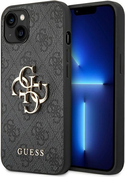 Etui na telefon iPhone 14 Guess szare hardcase z dużym logo 4G