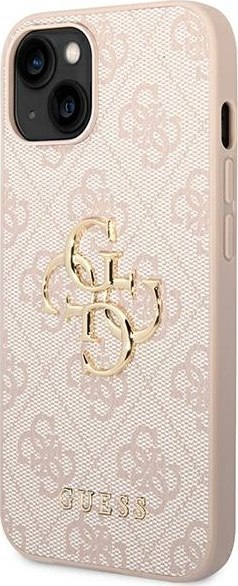 Etui na telefon iPhone 14 Guess różowe hardcase z logo 4G Big Metal