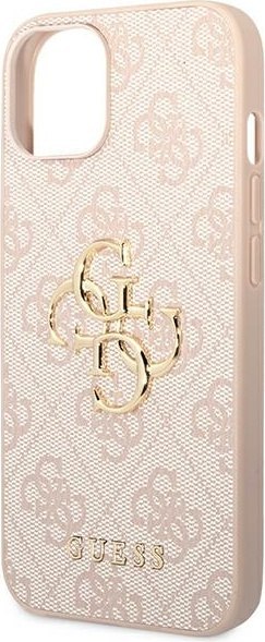 Etui na telefon iPhone 14 Guess różowe hardcase z logo 4G Big Metal