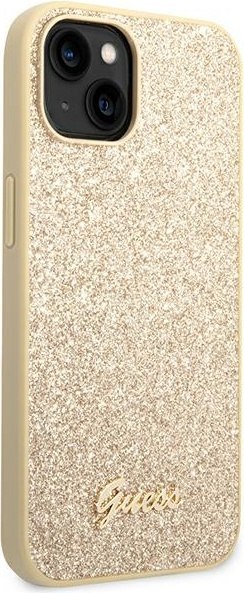 Etui na telefon iPhone 14 Guess złote hardcase Glitter Script