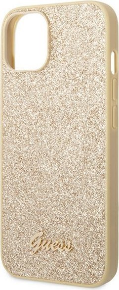 Etui na telefon iPhone 14 Guess złote hardcase Glitter Script