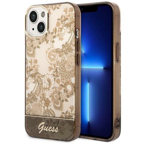 Etui na telefon iPhone 14 Guess hardcase Porcelain Collection ochrowe