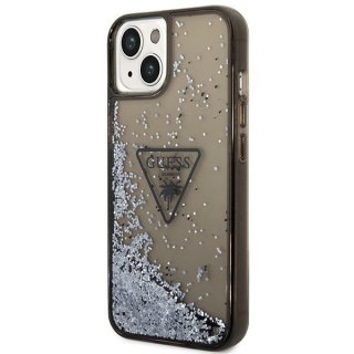 Etui na telefon iPhone 14 Guess czarne hardcase Liquid Glitter Palm