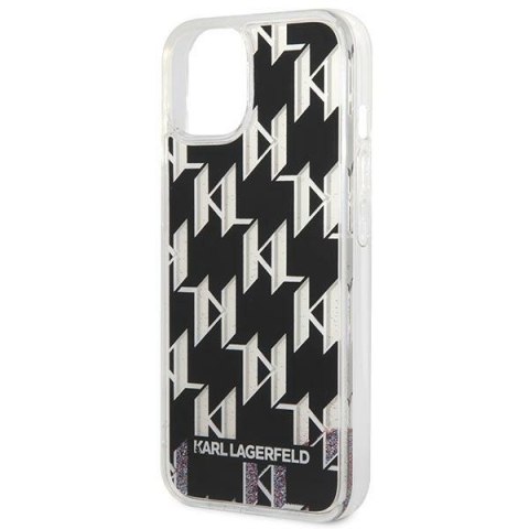 Etui na telefon iPhone 14 Karl Lagerfeld czarne Liquid Glitter Monogram