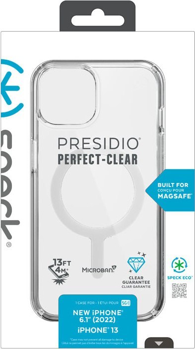 Etui na telefon iPhone 14 Speck Presidio Perfect-Clear MagSafe MICROBAN