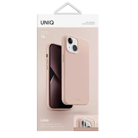 Etui na telefon iPhone 14 UNIQ Lino różowy - stylowe i funkcjonalne