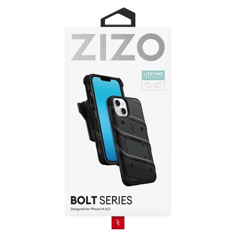 Etui iPhone 14 ZIZO BOLT Series + szkło czarne