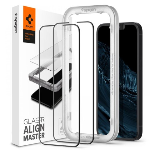 Szkło hartowane iPhone 14/13/13 Pro Spigen GLAS.tR Slim AlignMaster Black [2 PACK]